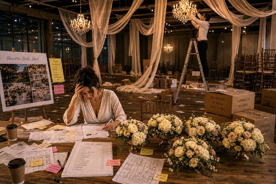 Wedding planner helping a couple